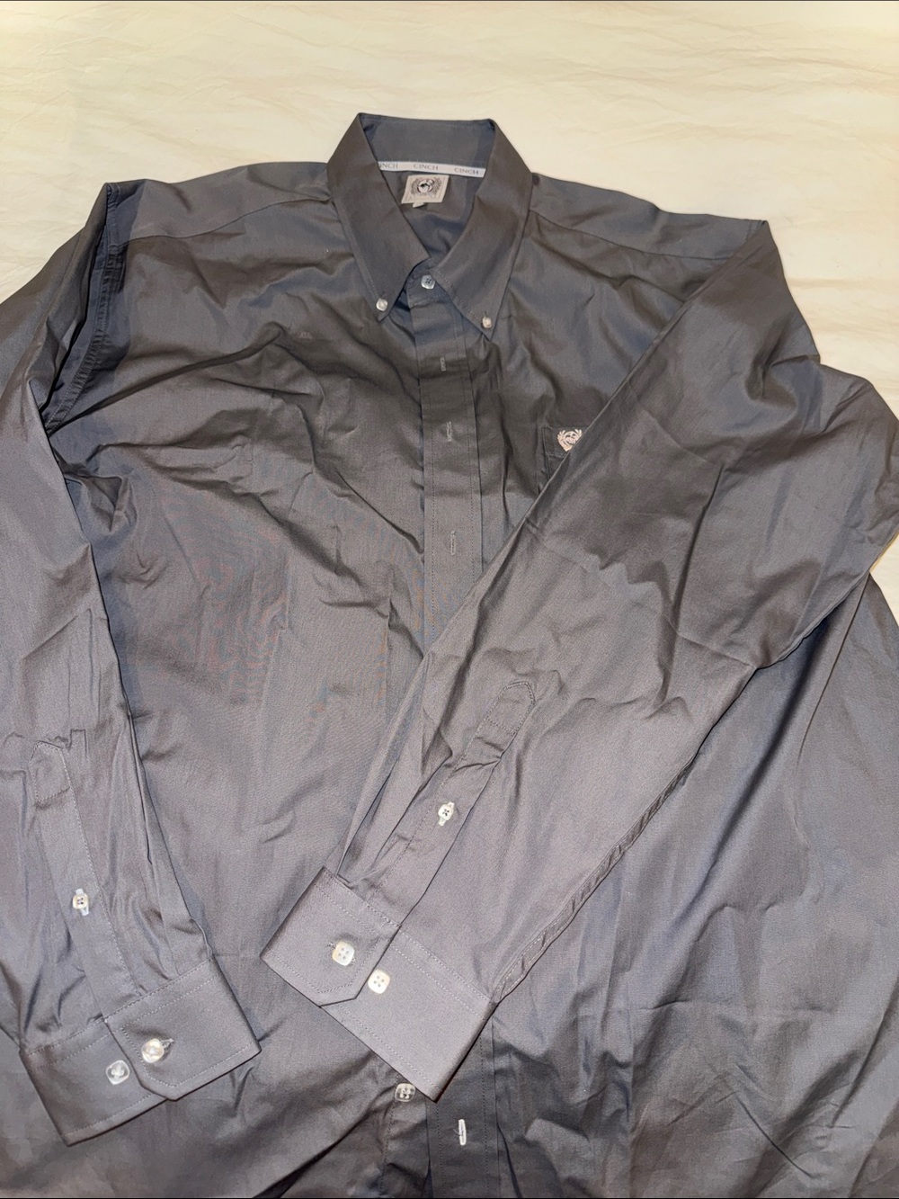 Cinch Men's Long-Sleeve Button-Down Shirt in Dark Gray